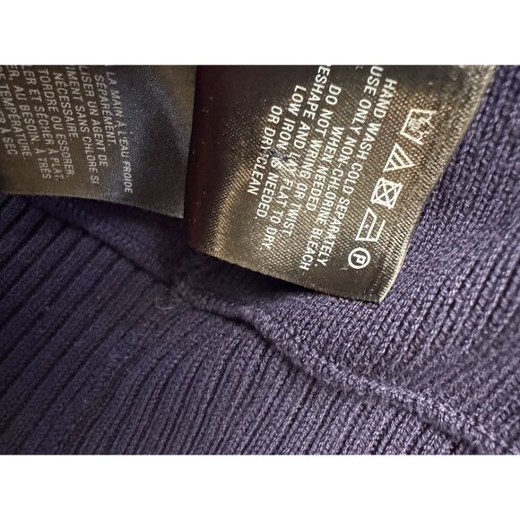 Moth Sweater Anthropolgie S Navy Knit Cardigan  Notched Collar Stretch - Picture 5 of 7